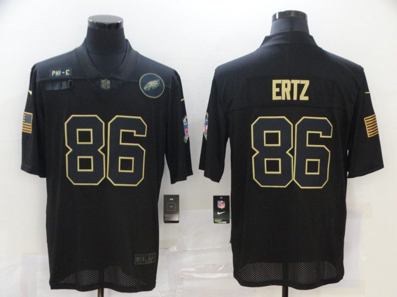 Men Philadelphia Eagles 86 Ertz Black gold lettering 2020 Nike NFL Jersey